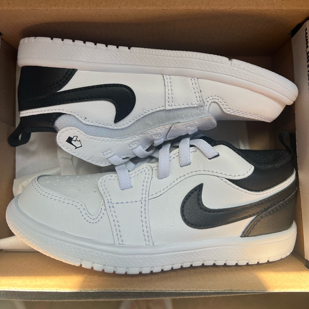 Jordan Kids White and Black Low-Top Sneakers